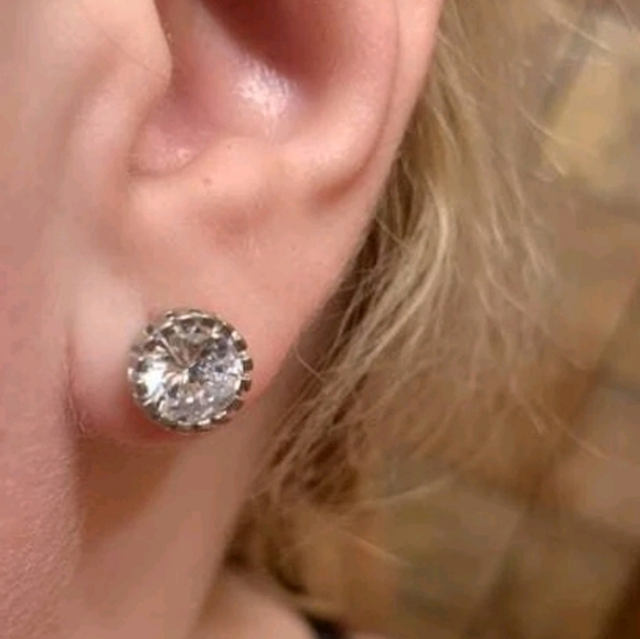 Silver stud Rhinestone earrings Dainty simple sparkly Prom wedding 💖2/$30 - Picture 1 of 15